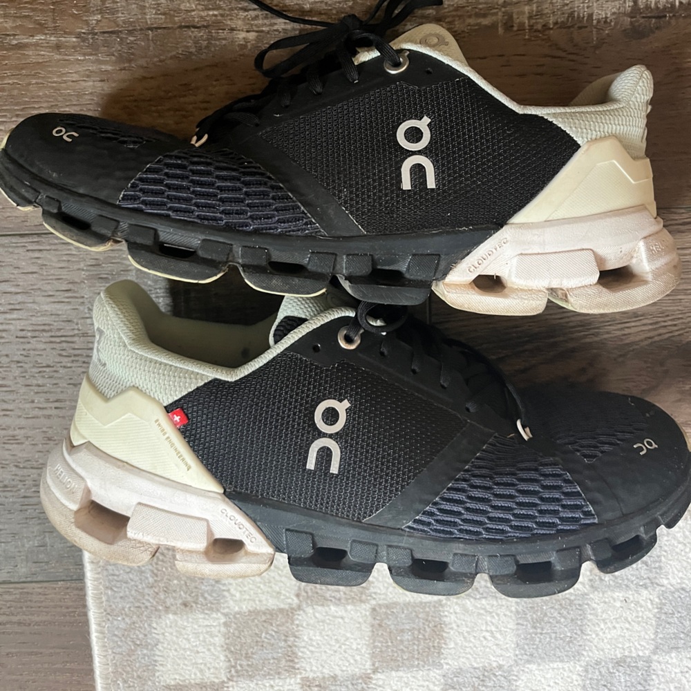 On Running Black and Cream Sneakers